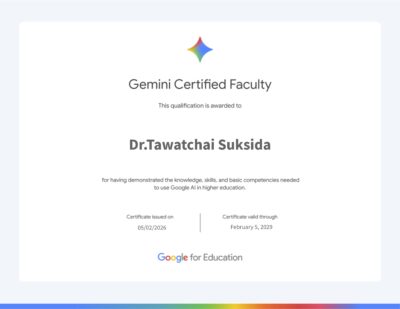 อ.ดร.ต้นรัก ธวัชชัย สุขสีดา ได้รับรอง Google Gemini ประกาศนียบัตร "Gemini Certified Faculty" วิทยากรด้านมืออาชีพที่มีทักษะการใช้ AI เพื่อการวิจัยและหลักสูตรนวัตกรรม อ.ดร.ต้นรัก ธวัชชัย สุขสีดา ได้รับรอง Google Gemini ประกาศนียบัตร "Gemini Certified Faculty" วิทยากรด้านมืออาชีพที่มีทักษะการใช้ AI เพื่อการวิจัยและหลักสูตรนวัตกรรม