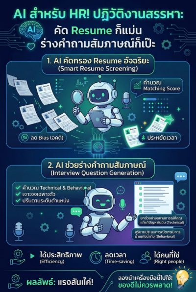 AI สำหรับ HR ฝ่ายทรัพยากรบุคคล ปฏิวัติงานสรรหาคัดพนักงาน Resume ก็แม่น ร่างคำถามสัมภาษณ์ก็เป๊ะ ai สำหรับ hr ฝ่ายทรัพยากรบุคคล ปฏิวัติงานสรรหาคัดพนักงาน resume