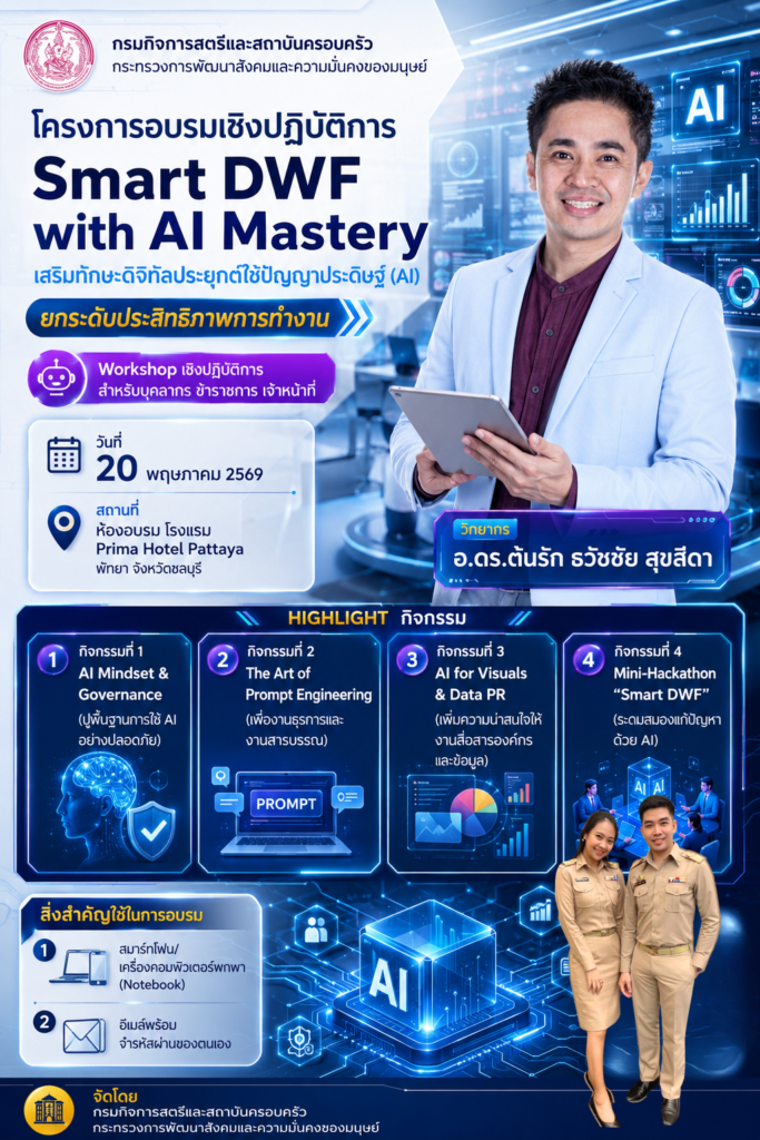อบรม ai กรมกิจการสตรีและสถาบันครอบครัว